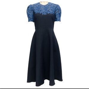 Valentino Garavani Navy Dress with Intricate Blue Lace